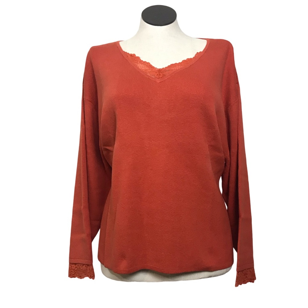 Serengeti Elegant Sweater Women’s Size 3X Color Rust V-Neck Pullover Cardigan